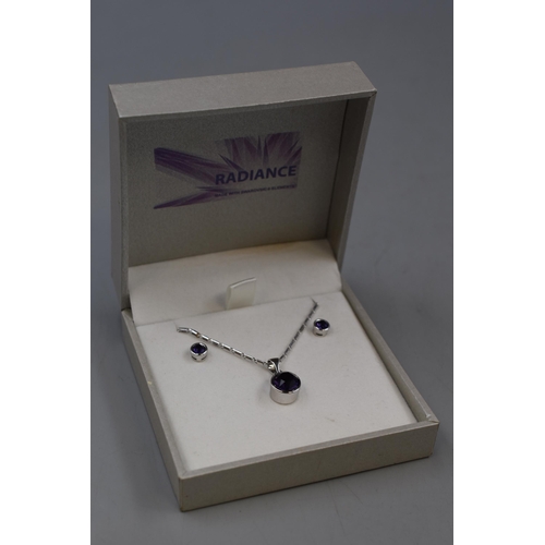 41 - Radiance Purple Stoned Necklace and Earring Set complete in Presentation Box