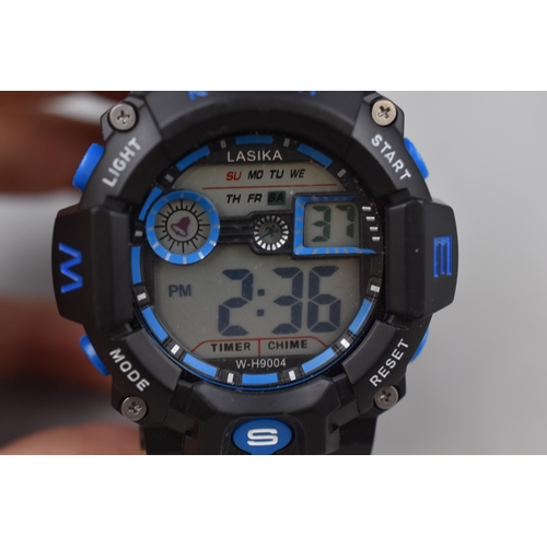 55 - Lasika Digital Gents Sports Watch with Rubberised Strap and Case (Working)