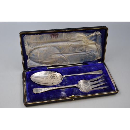 62 - Vintage Silver Plate Fish Serving Set In Original Box, See Photo for Box Condition