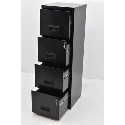 607 - A Black Metal Four Drawer Filing Cabinet, Approx 16