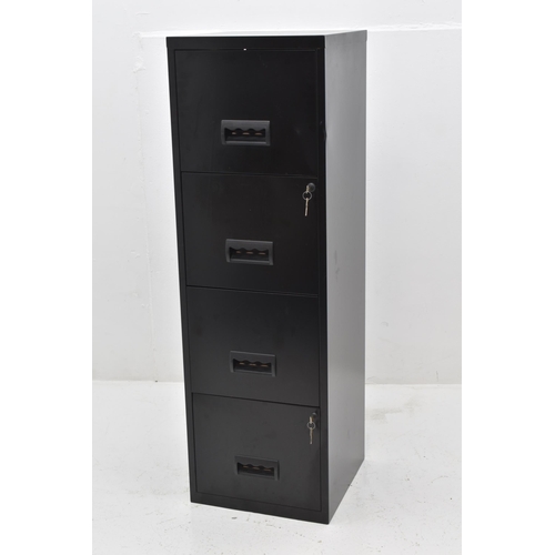 607 - A Black Metal Four Drawer Filing Cabinet, Approx 16