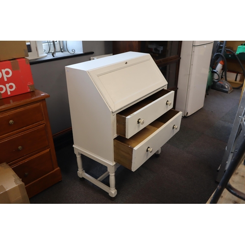 621 - Upcycled Vintage Two Drawer Writing Bureau with working sliders approx 39