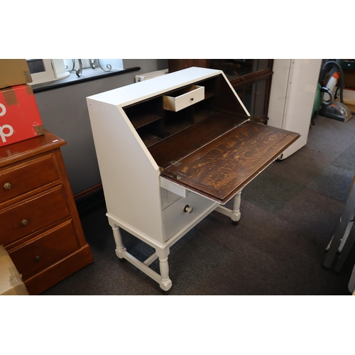 621 - Upcycled Vintage Two Drawer Writing Bureau with working sliders approx 39