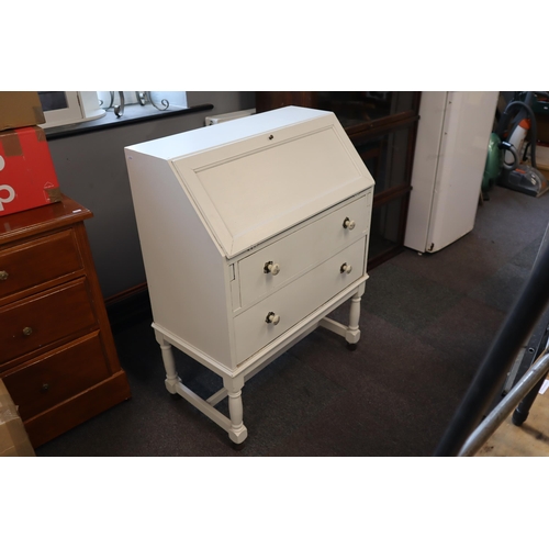 621 - Upcycled Vintage Two Drawer Writing Bureau with working sliders approx 39