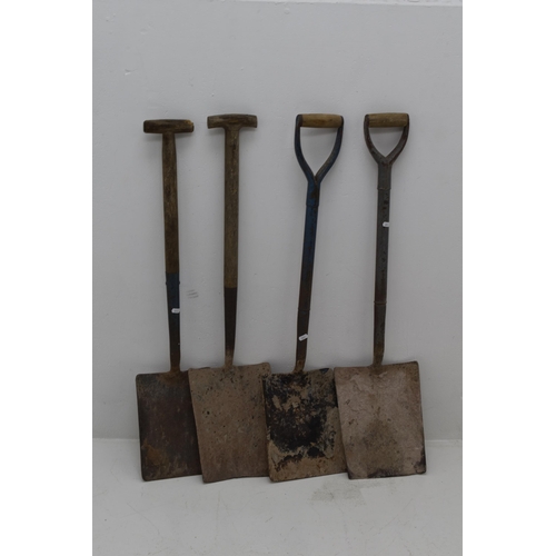 635 - Four Garden Shovels, With Wooden Handles. Largest Approx 39