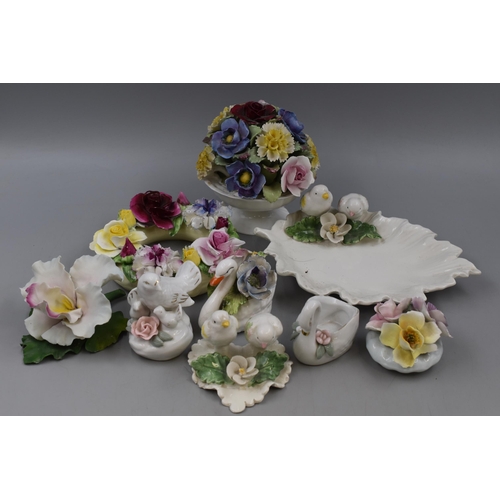 713 - A Selection of Floral Staffordshire Style Ceramics. Includes Capodimonte, Aynsley and More.