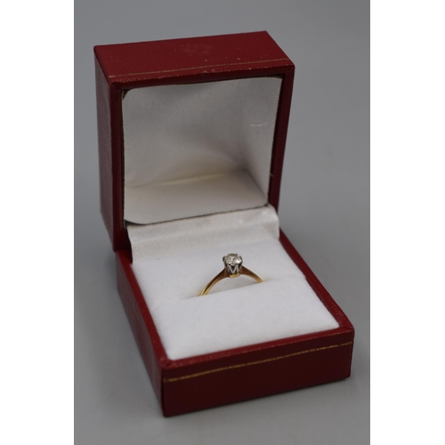 2 - Gold 585 (14ct) Diamond Solitaire Ring Complete with Presentation Box