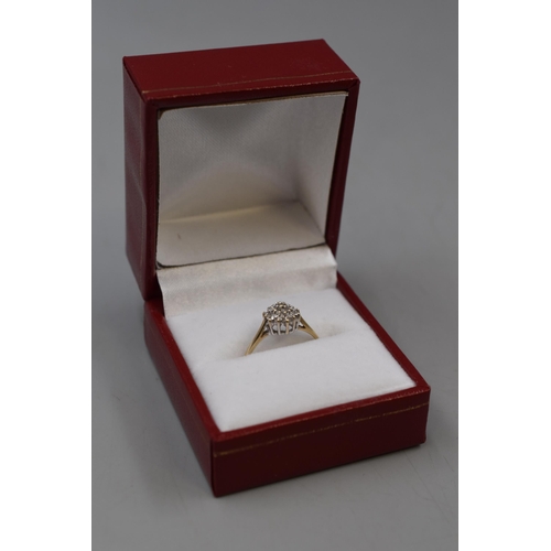 3 - Hallmarked Gold (9ct) Cluster Ring Complete with Presentation Box