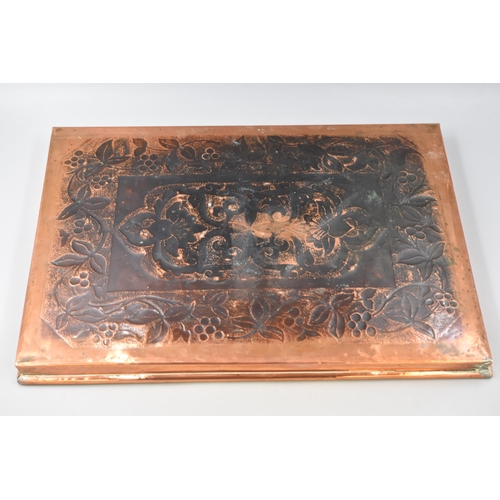 244 - Antique Edwardian Copper Floral Tray (20