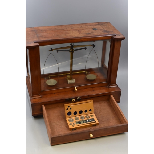 248 - Becker & Sons of Rotterdam Pharmacists Scales in Wooden Case with Drawer (16