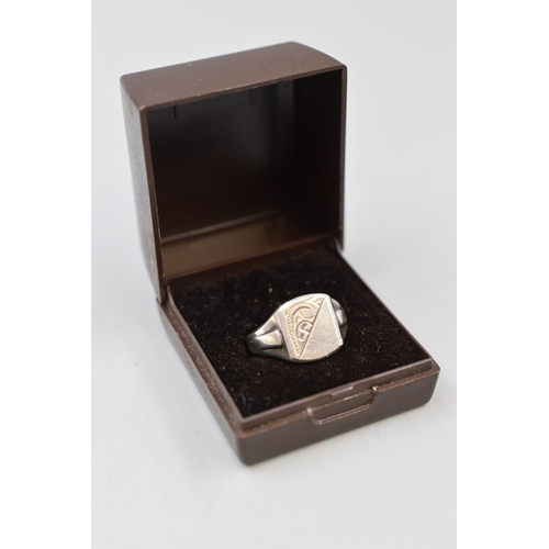 21 - Hallmarked Silver Signet Ring in Box. Size Q