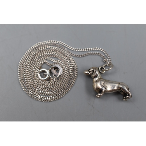 29 - Silver 925 Sausage Dog Necklace. Complete with Presentation Box