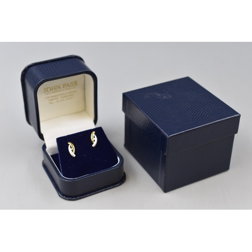 30 - Pair of Gold 375 Two Tone Stud Earrings in Presentation Box