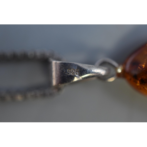 46 - Silver 925 Necklace with Amber Pendant