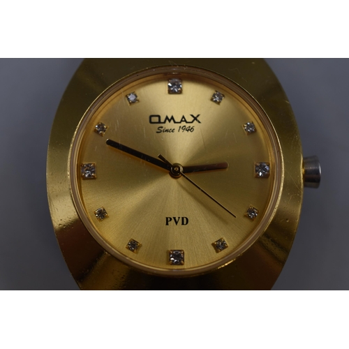 55 - OMAX PVD Quartz Gold Tone Watch (Working)