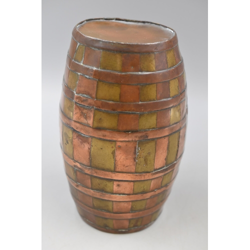 110 - Art Deco Copper and Brass Barrel approx 8