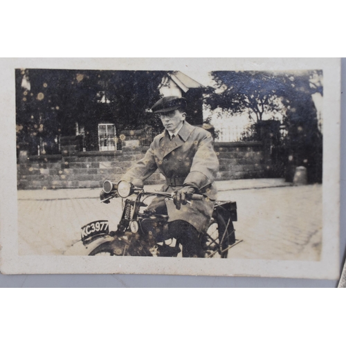 152 - Vintage Postcard Depicting Man with early Harley Davidson Motorbike