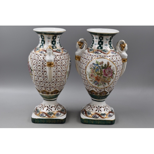 178 - Pair of Large Floral Urns. Approx. height 12 inches