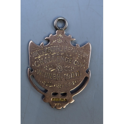 1 - Antique Hallmarked Gold 375 (9ct) Medal/Fob engraved to Rear (7.20 grams)