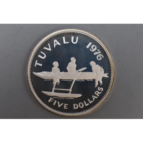 2 - Silver 925 Tuvalu Commemorative 1976 proof Crown complete with case and certificate (Limited Edition... 