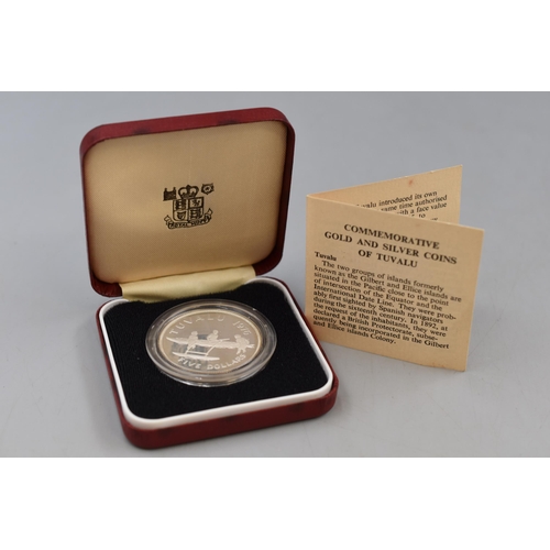 2 - Silver 925 Tuvalu Commemorative 1976 proof Crown complete with case and certificate (Limited Edition... 