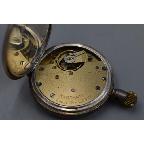 9 - A Hallmarked Birmingham Silver Pocket Watch, With Free Balance. Missing Glass. a/f