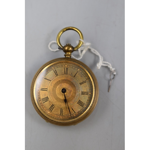 20 - A Brass Key Wound Pocket Watch, Working.