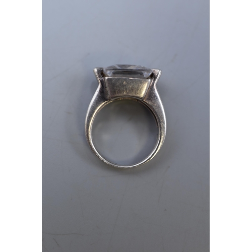 38 - A 925. Silver Large Chunky cz Stoned Ring.