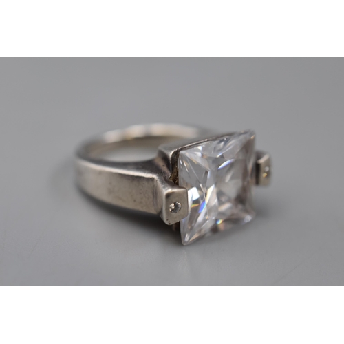 38 - A 925. Silver Large Chunky cz Stoned Ring.