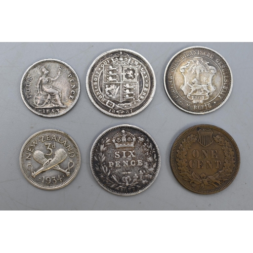 191 - Selection of 5 Silver Coins Featuring Victoria, George V and Wilhelm II together with a USA India He... 