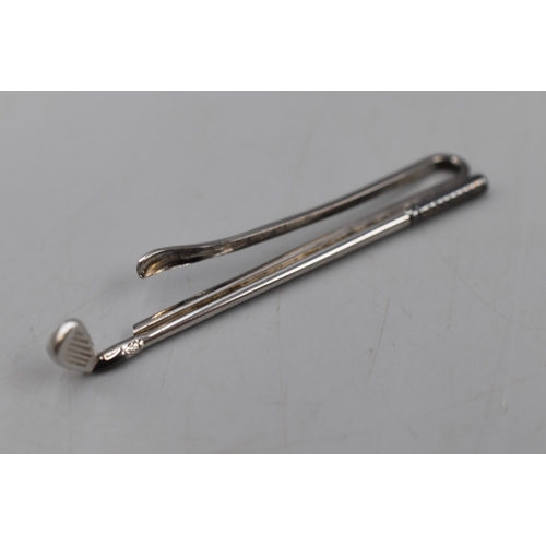 45 - Hallmarked Silver 925 Golf themed Tie Clip