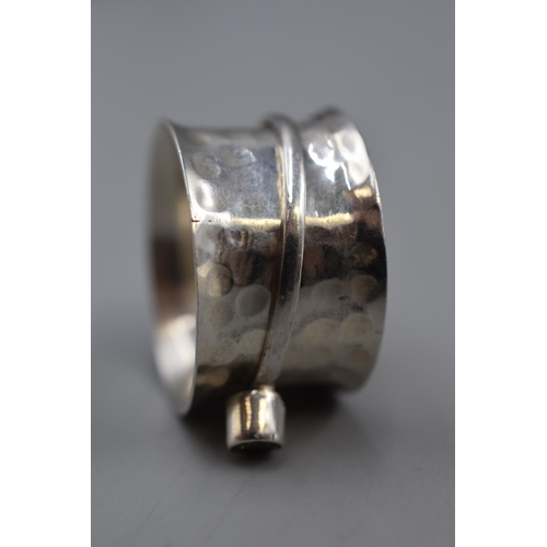 57 - Silver 925 Large Band Ring with Rotating Single Stoned Band