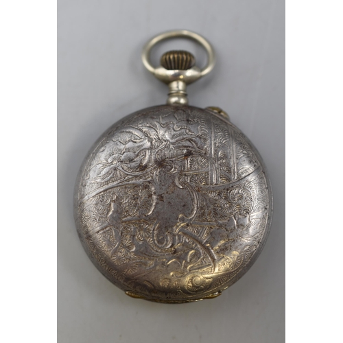 67 - A Hebdomas 8 Day Barrel Spring Pocket Watch, Free Balance, No Glass.