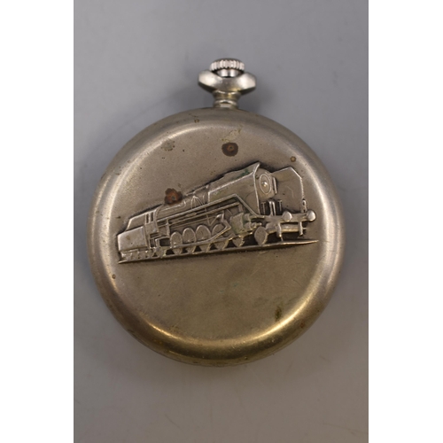 71 - A Sekonda 18 Jewel Train Themed Pocket Watch