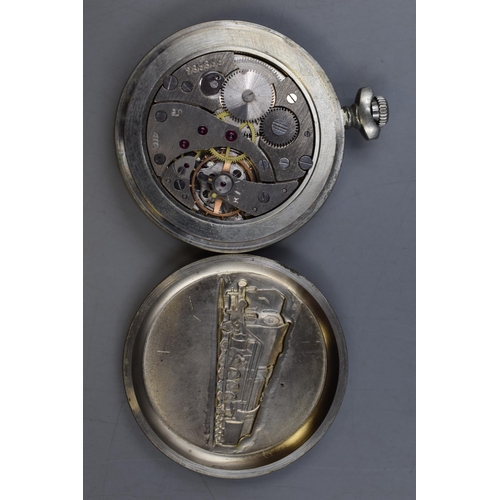 71 - A Sekonda 18 Jewel Train Themed Pocket Watch