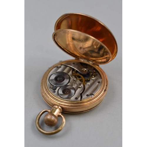 74 - A Waltham 10ct Rolled Gold Dennison Case Hunter Pocket Watch. Free Balance a/f