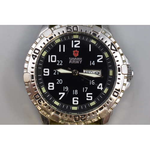 79 - Shark Army Military Style Watch with Fabric Strap (Working)