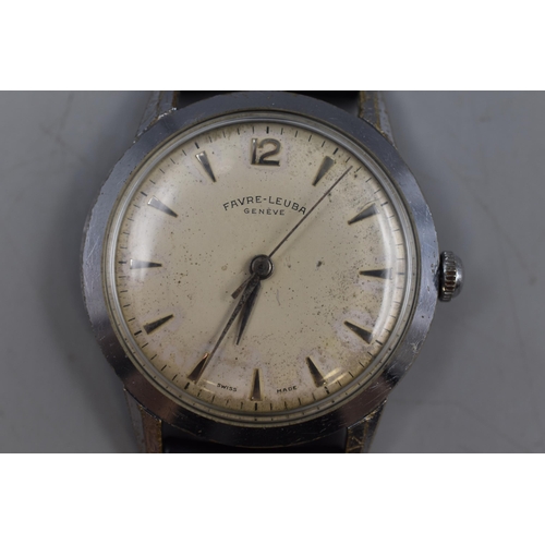 81 - Vintage Favre-Leuba Swiss Made Gents Watch with Leather Strap (Working)