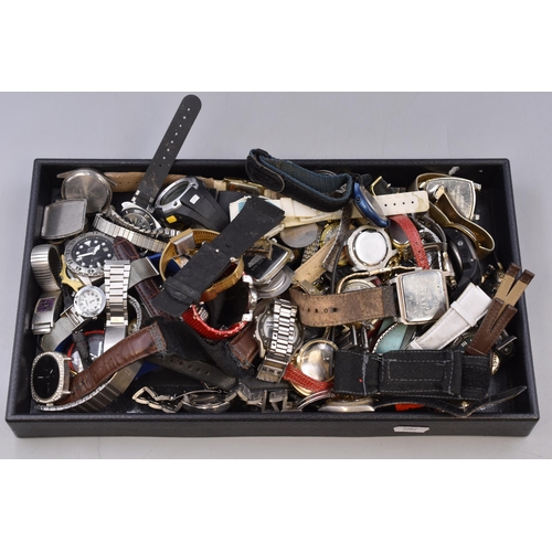 99 - A Tray of Unsorted Watches For Spares and Repairs.