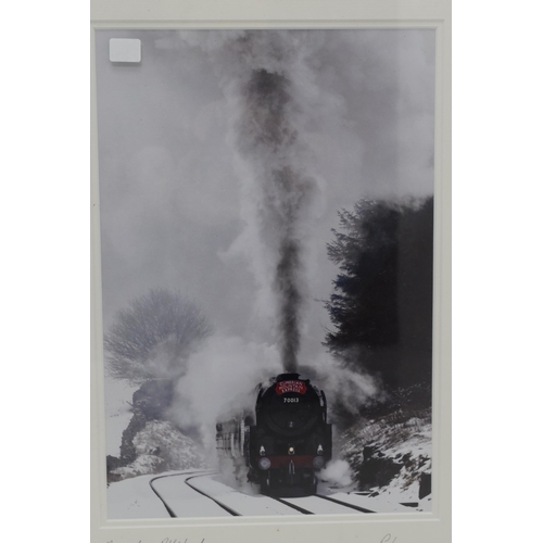 335 - Two Signed Framed and Glazed Photographs By P. Laurence, From His Trains Series. 'Firing Up' And 'Ap... 