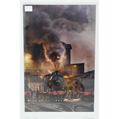 335 - Two Signed Framed and Glazed Photographs By P. Laurence, From His Trains Series. 'Firing Up' And 'Ap... 