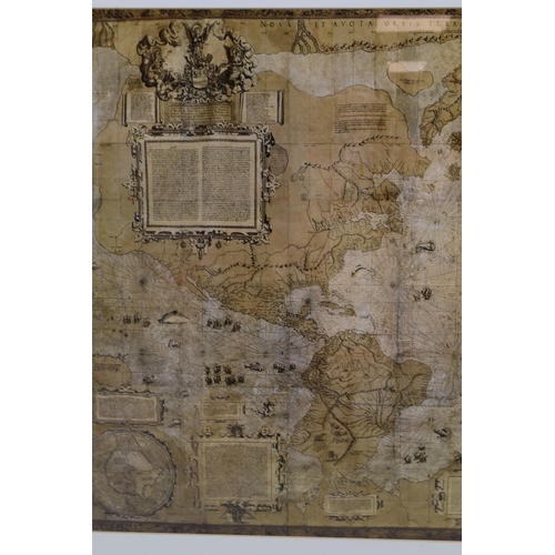 338 - Large Framed and Glazed Earth Map approx. 39