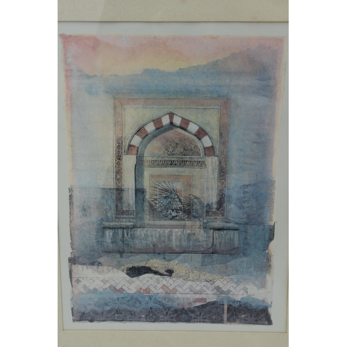 340 - Pair of framed anf glazed prints depicting Istanbul fountain and the Triumphal Arch