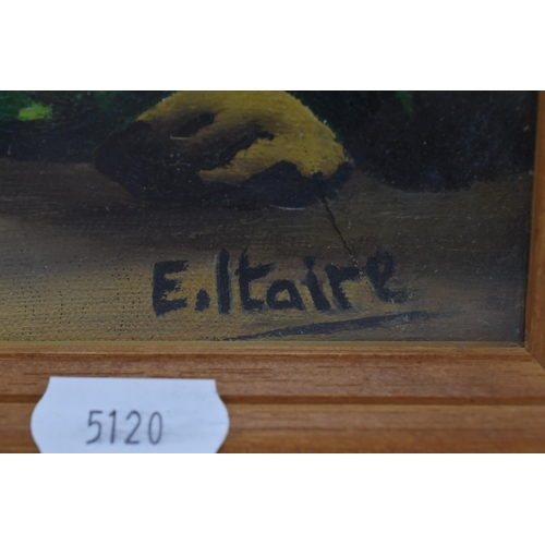 341 - E Itaire (20th Century) original Oil on board and a print of Tuscany by Patricia Pinto both in Frame... 