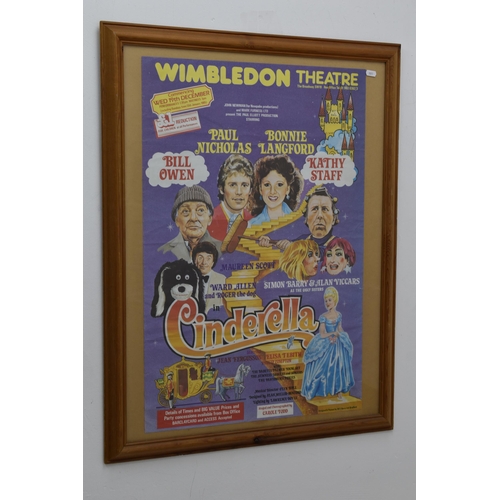 348 - A Large Vintage Framed and Glazed Theatre Poster. From The Wimbledon Theatre 1984. Cinderella, Featu... 