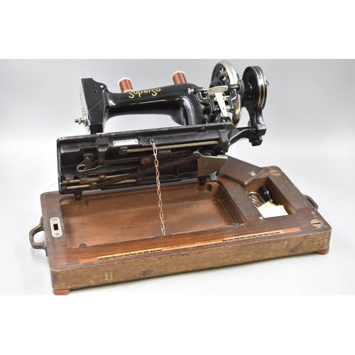 363 - Vintage Rare Superso Selfridge Provincial Stores Stores Ltd Sewing Machine with Attachments, Content... 