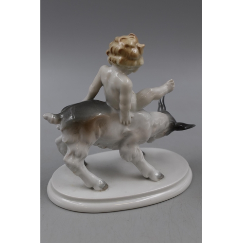 225 - German Porcelain Metzler & Ortloff Cherub on Goat