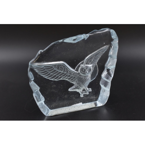 228 - Three Glass Ornaments Includes Owl, Eagle and Horse