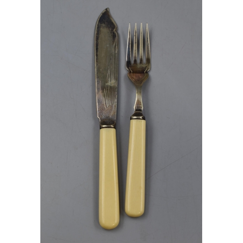 233 - Art Deco Fish Knife and Fork Set Complete with Case