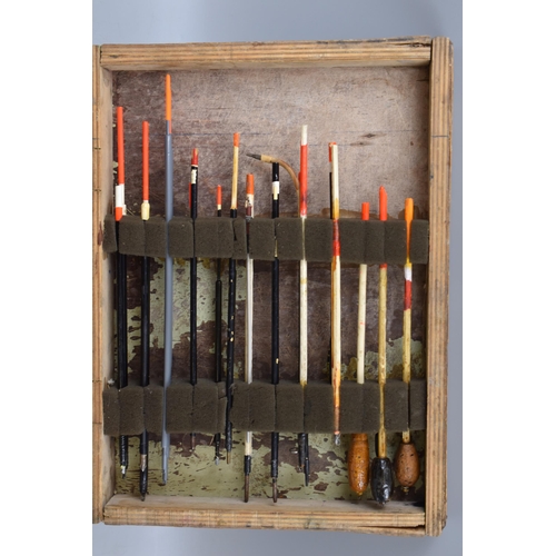 434 - Collection of Various Fishings Floats in Wooden Box